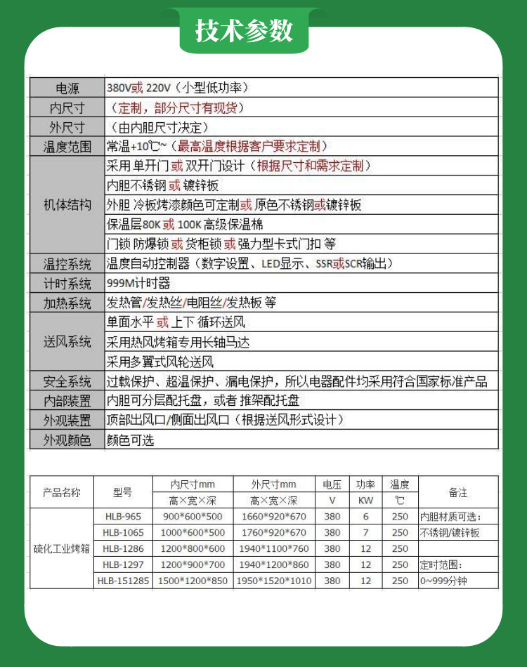 飾品烤箱技術參數